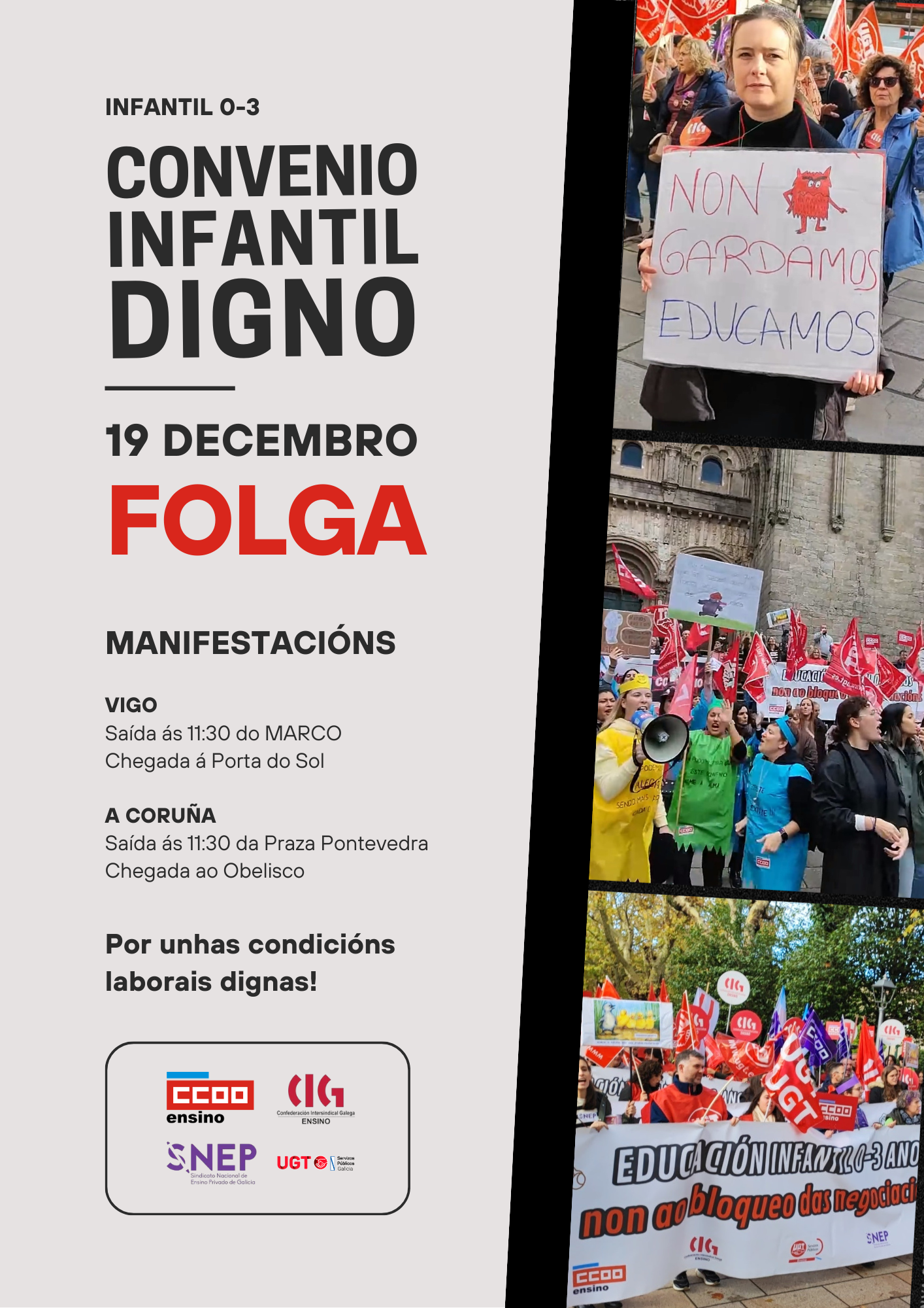 Cartel manifestación martes 19